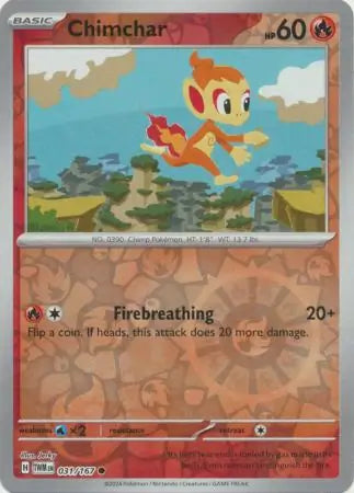 031/167 Chimchar Reverse Holo Twilight Masquerade Pokémon Card