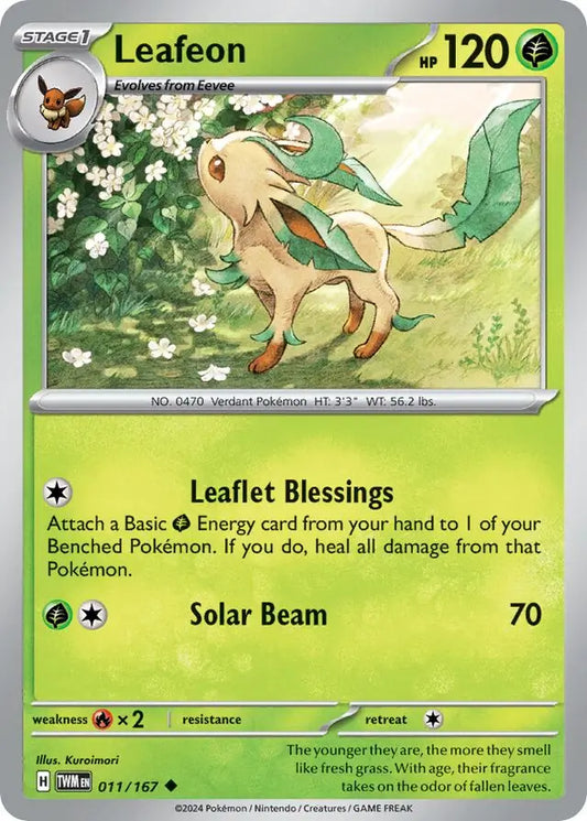 011/167 Leafeon Twilight Masquerade Pokémon Card