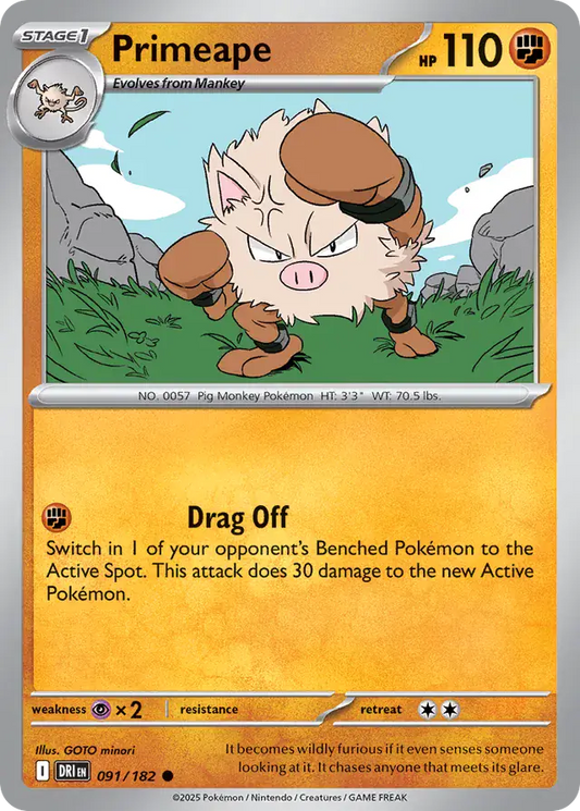091/182 Primeape Destined Rivals Pokémon Card