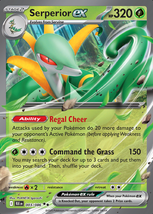 003/086 Serperior ex Double Rare Holo Black Bolt Pokémon Card