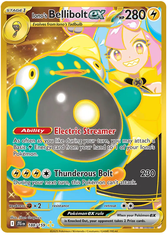 188/159 Iono's Bellibolt ex Journey Together Pokémon Card