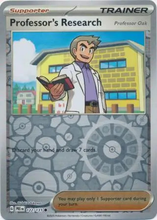 122/131 Professor's Research Oak Reverse Holo Prismatic Evolutions Pokémon Card