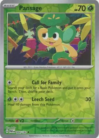 004/182 Pansage Reverse Holo Paradox Rift Pokémon Card