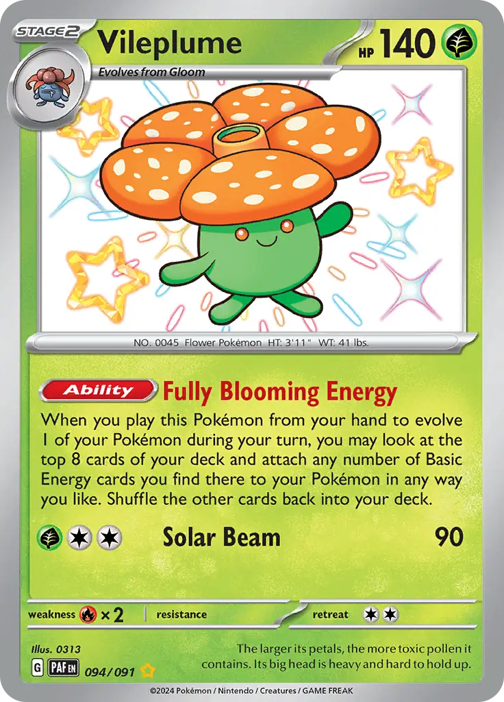 094/091 Vileplume Paldean Fates Pokémon Card