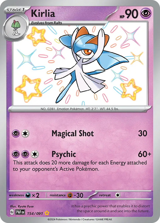 154/091 Kirlia Paldean Fates Pokémon Card