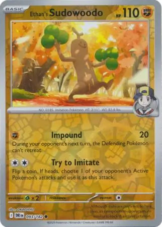 093/182 Ethan's Sudowoodo Reverse Holo Destined Rivals Pokémon Card