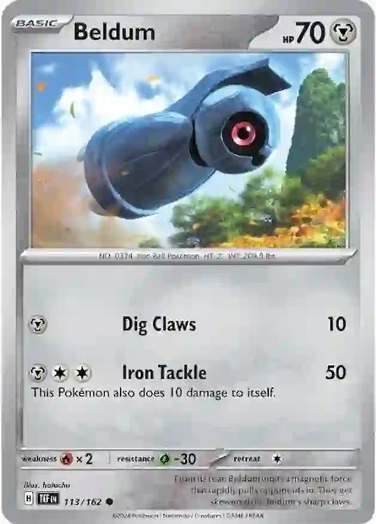 113/162 Beldum Scarlet & Violet Temporal Forces Pokémon Card