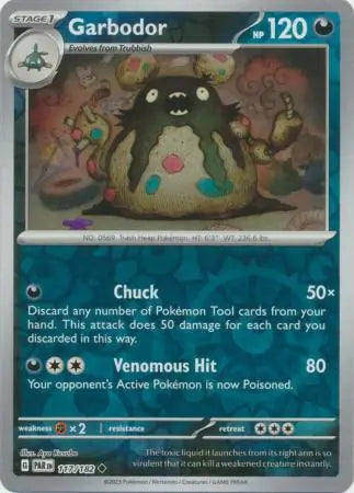 117/182 Garbodor Reverse Holo Paradox Rift Pokémon Card