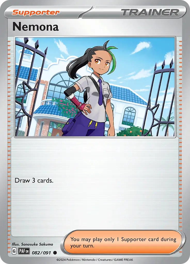 082/091 Nemona Paldean Fates Pokémon Card