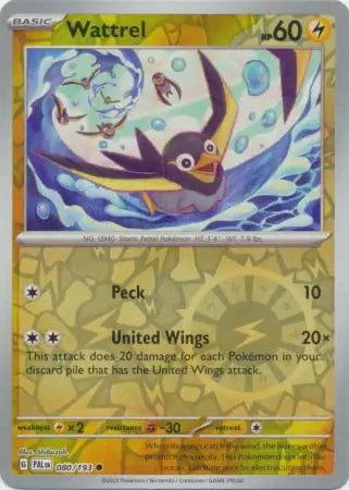 080/193 Wattrel Reverse Holo Paldea Evolved Pokémon Card