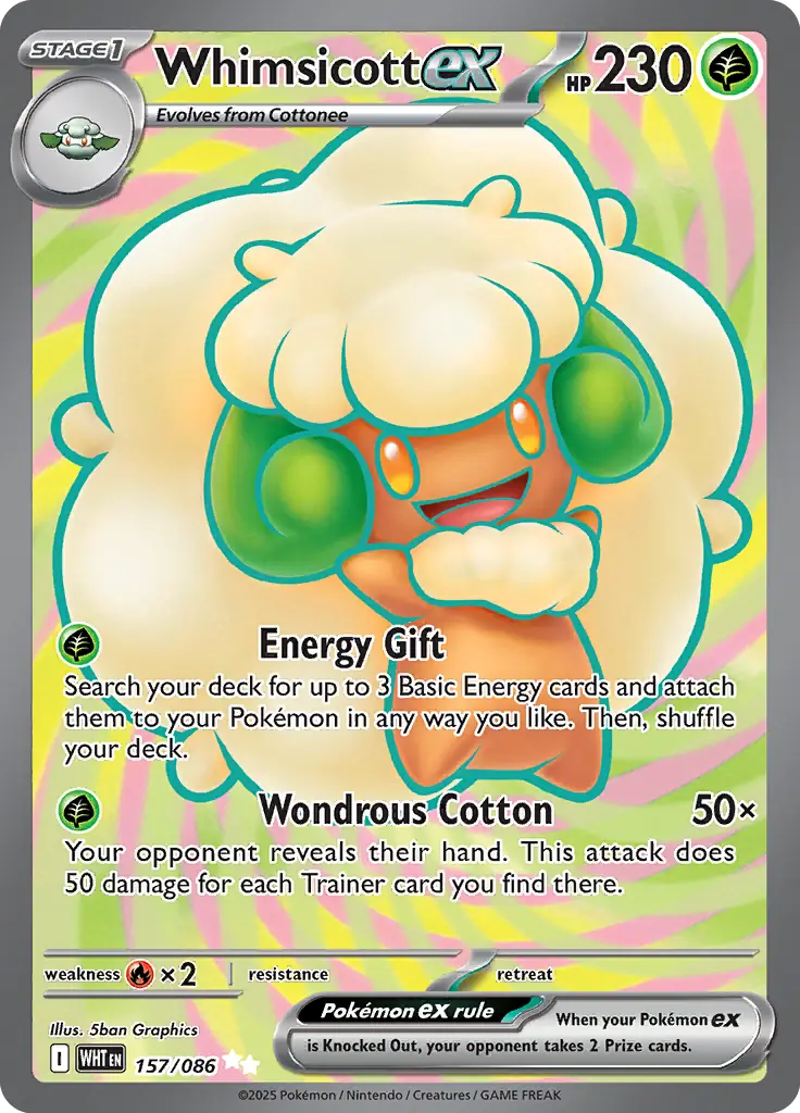 157/086 Whimsicott ex White Flare Pokémon Card