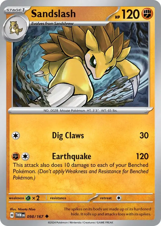 098/167 Sandslash Twilight Masquerade Pokémon Card