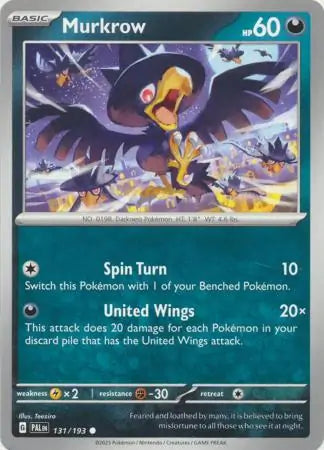 131/193 Murkrow Paldea Evolved Pokémon Card