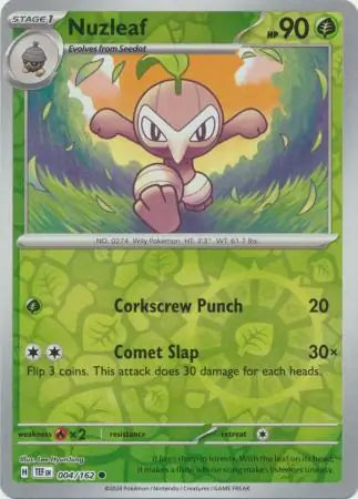 004/162 Nuzleaf Reverse Holo Temporal Forces Pokémon Card