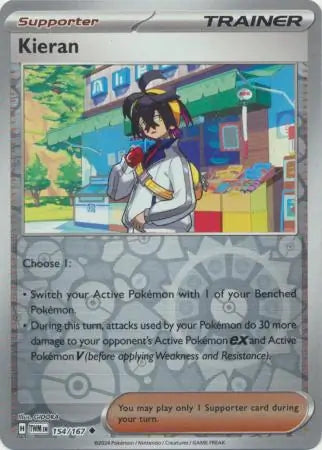 154/167 Kieran Reverse Holo Twilight Masquerade Pokémon Card