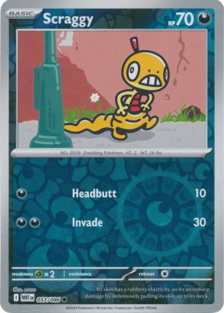 057/086 Scraggy Reverse Holo White Flare Pokémon Card