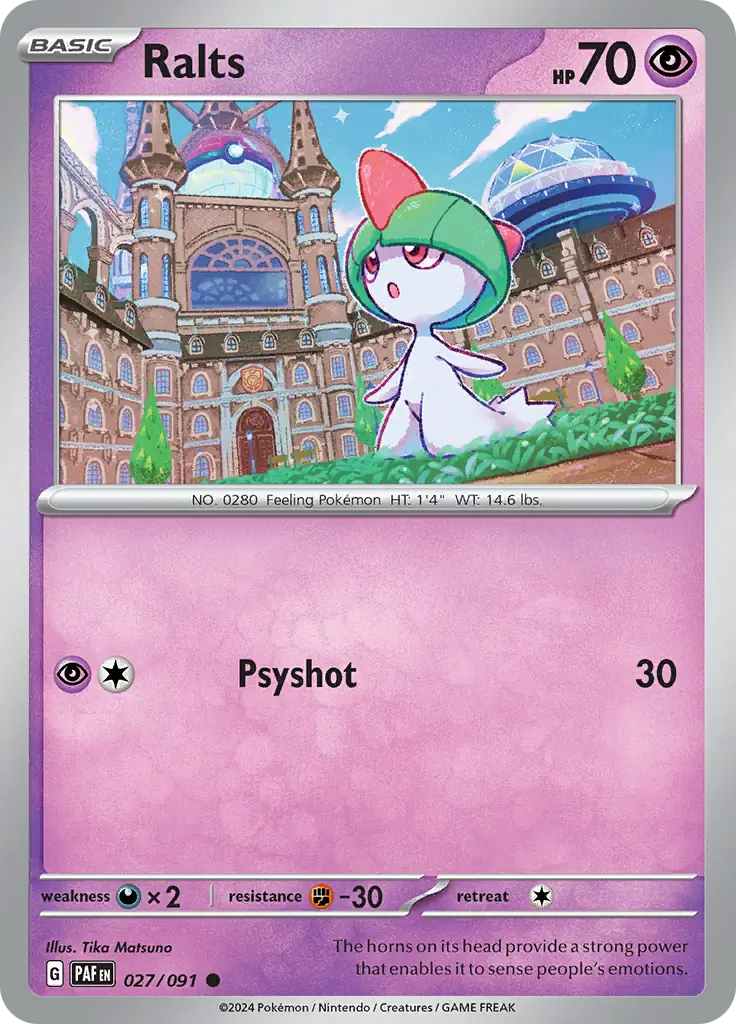 027/091 Ralts Paldean Fates Pokémon Card