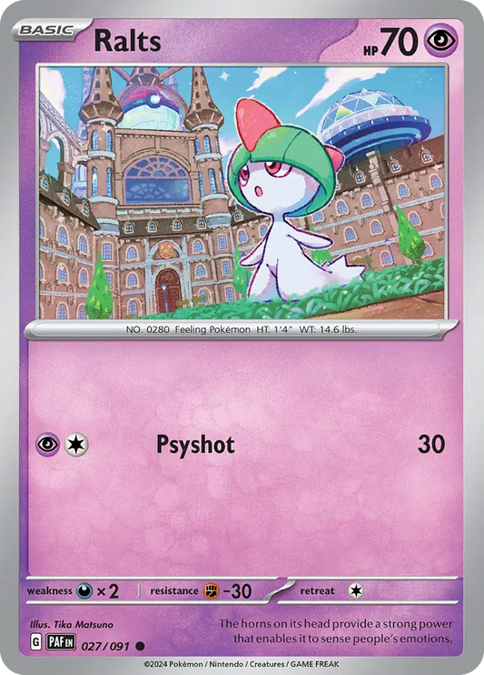 027/091 Ralts Paldean Fates Pokémon Card