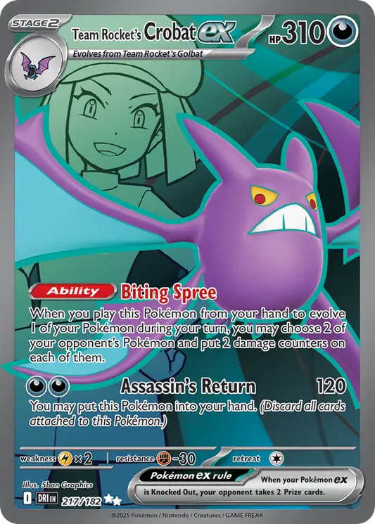 217/182 Team Rocket's Crobat ex Destined Rivals Pokémon Card