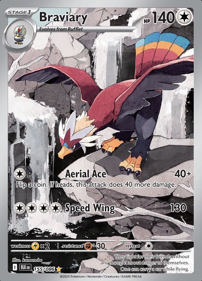 155/086 Braviary Illustration Rare Black Bolt Pokémon Card
