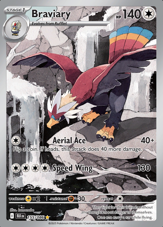 155/086 Braviary Illustration Rare Black Bolt Pokémon Card