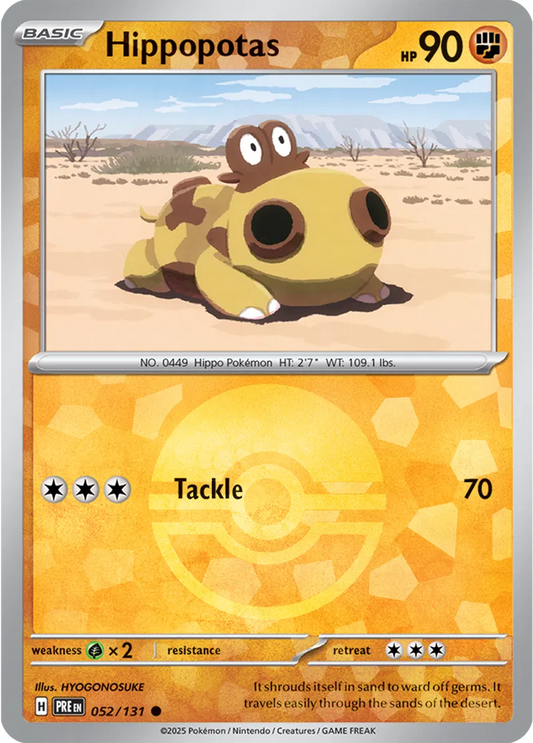 052/131 Hippopotas Poke Ball Holo Prismatic Evolutions Pokémon Card