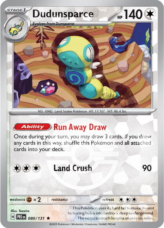 080/131 Dudunsparce Poke Ball Holo Prismatic Evolutions Pokémon Card