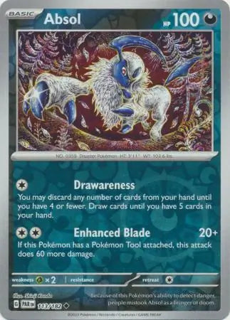113/182 Absol Reverse Holo Paradox Rift Pokémon Card
