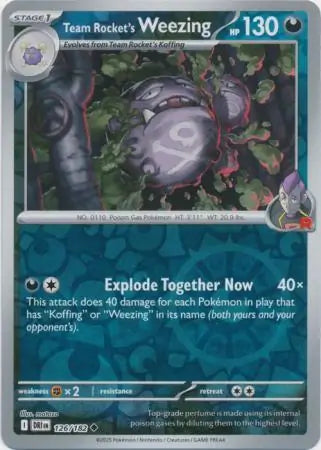 126/182 Team Rocket's Weezing Reverse Holo Destined Rivals Pokémon Card