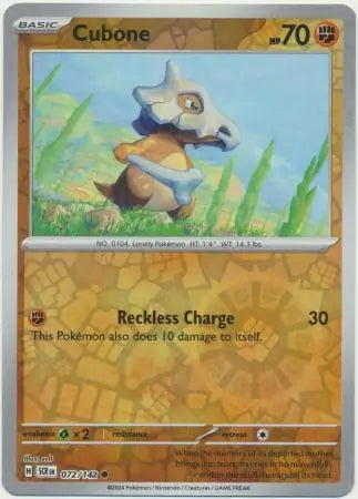 072/142 Cubone Reverse Holo Stellar Crown Pokémon Card