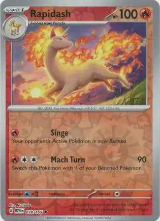 078/165 Rapidash Reverse Holo 151 Pokémon Card