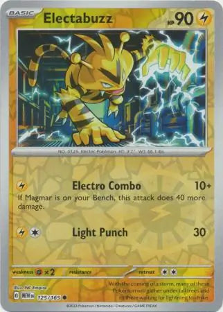 125/165 Electabuzz Reverse Holo 151 Pokémon Card