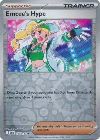 163/182 Emcee's Hype Reverse Holo Destined Rivals Pokémon Card