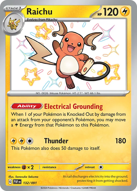 132/091 Raichu Paldean Fates Pokémon Card