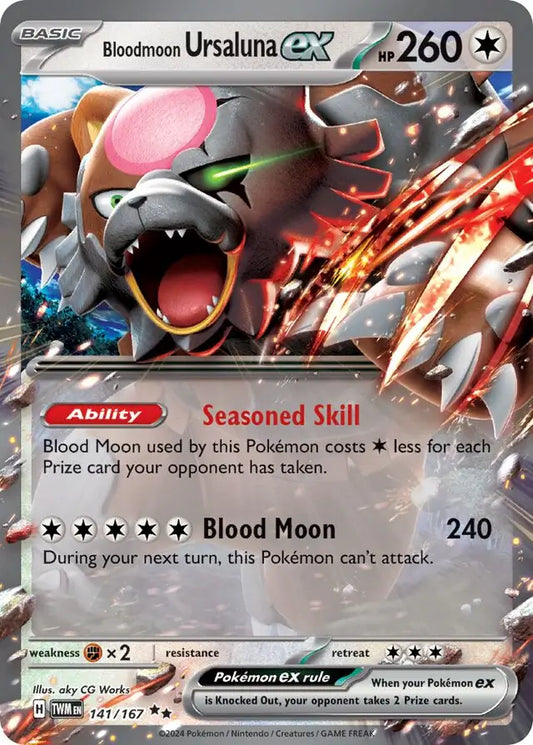 141/167 Bloodmoon Ursaluna ex Twilight Masquerade Pokémon Card