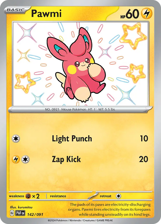 142/091 Pawmi Paldean Fates Pokémon Card