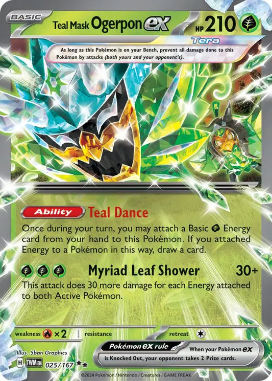 025/167 Teal Mask Ogerpon ex Twilight Masquerade Pokémon Card