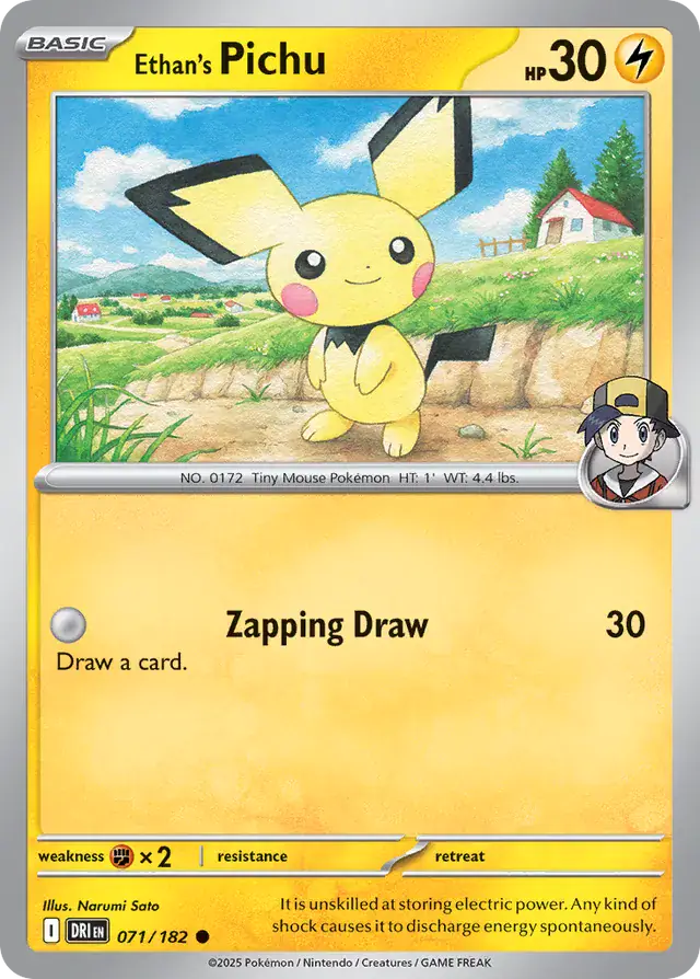 071/182 Ethan's Pichu Destined Rivals Pokémon Card