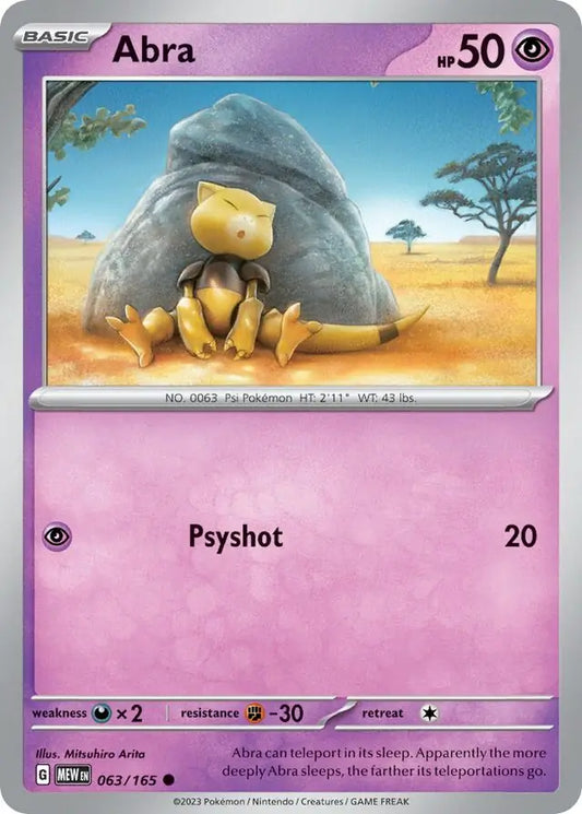 063/165 Abra 151 Pokémon Card