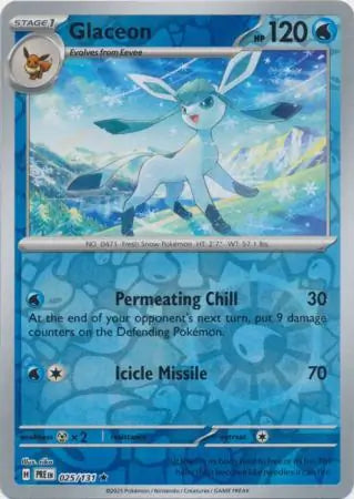 025/131 Glaceon Reverse Holo Prismatic Evolutions Pokémon Card