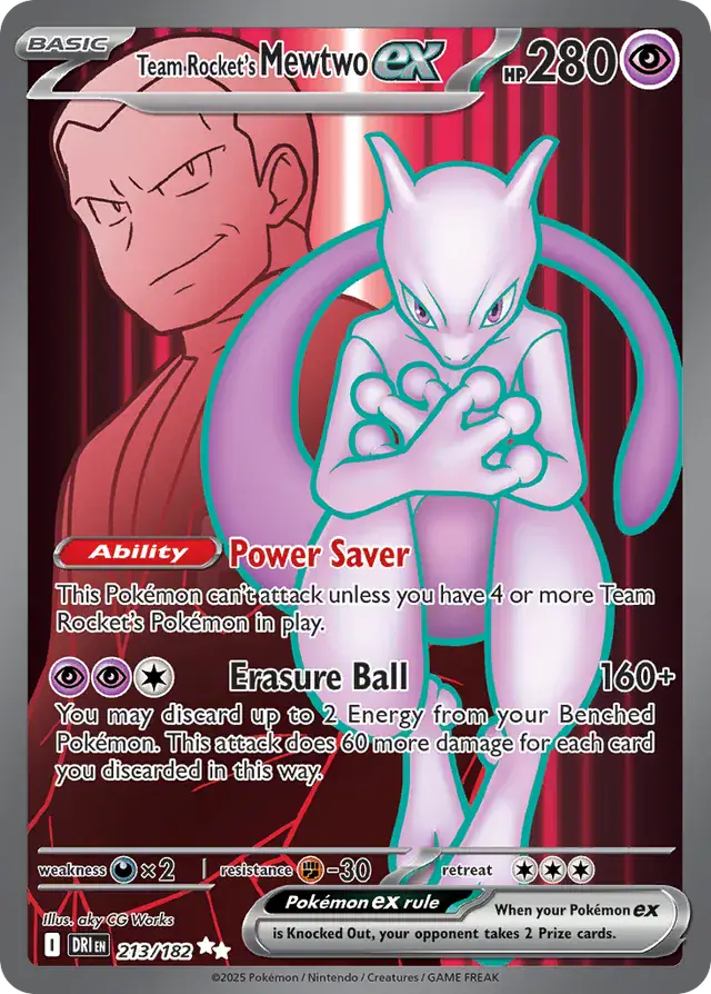 213/182 Team Rocket's Mewtwo ex Destined Rivals Pokémon Card