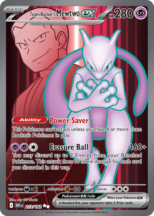 213/182 Team Rocket's Mewtwo ex Destined Rivals Pokémon Card