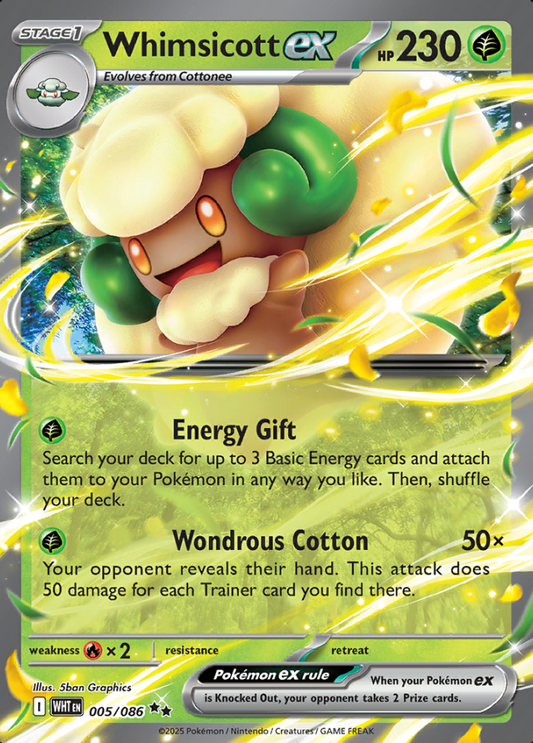 005/086 Whimsicott ex Double Rare Holo White Flare Pokémon Card