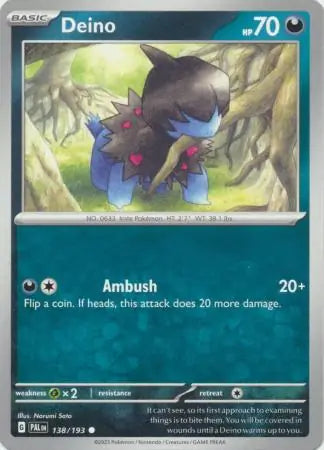 138/193 Deino Paldea Evolved Pokémon Card