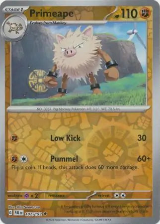 107/193 Primeape Reverse Holo Paldea Evolved Pokémon Card