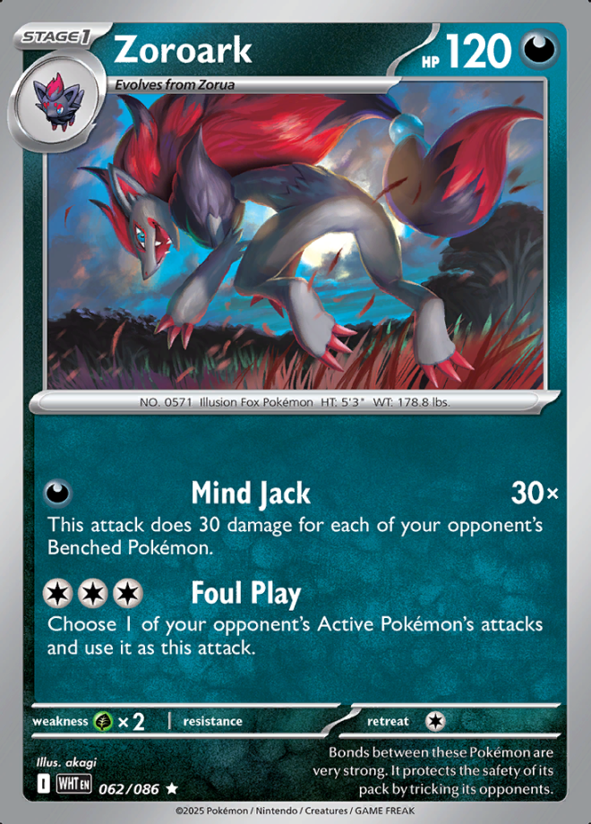 062/086 Zoroark White Flare Pokémon Card