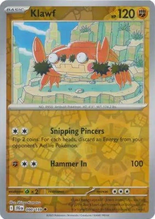 090/159 Klawf Reverse Holo Journey Together Pokémon Card