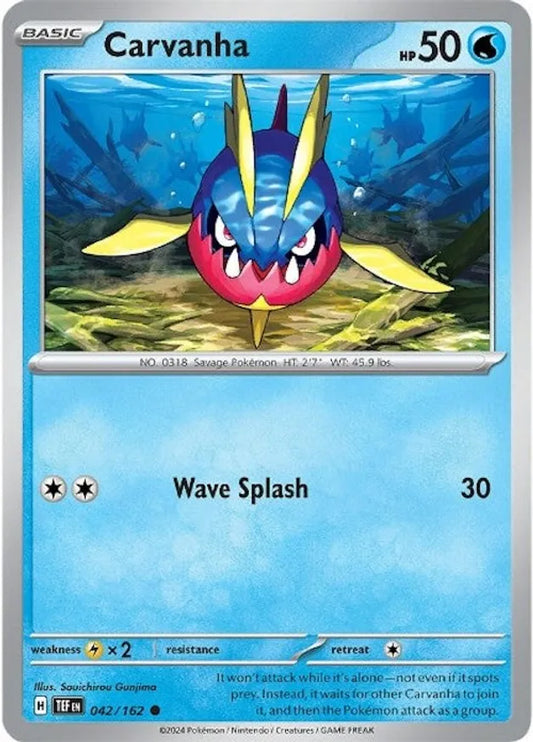 042/162 Carvanha Scarlet & Violet Temporal Forces Pokémon Card