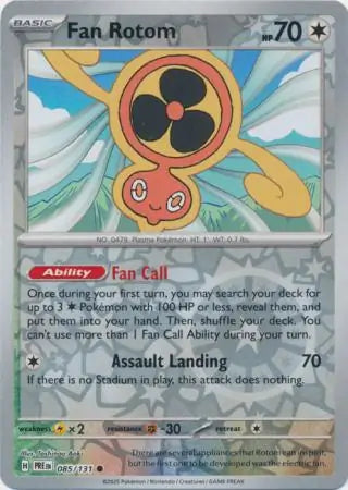 085/131 Fan Rotom Reverse Holo Prismatic Evolutions Pokémon Card