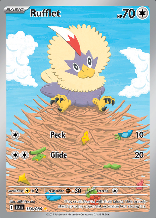 154/086 Rufflet Illustration Rare Black Bolt Pokémon Card